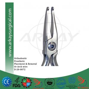 Plier for orthodontics and prostheties placement and removal of arch wire plier