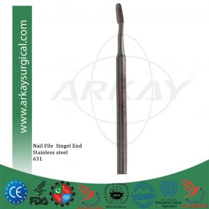 Professional nail file stainless steel single end round